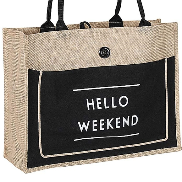 5 STAR RATED Beach Summer Hello Weekend Letter Tote Beach Bag 🏖 - Picture 2 of 5